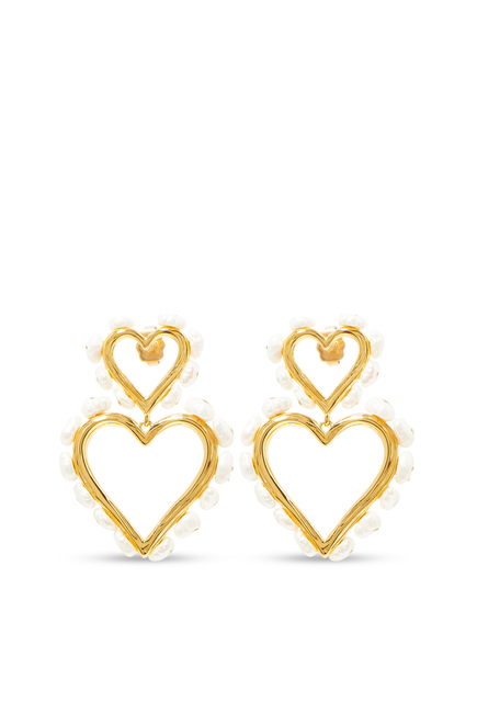 Mini Double Heart Statement Earrings